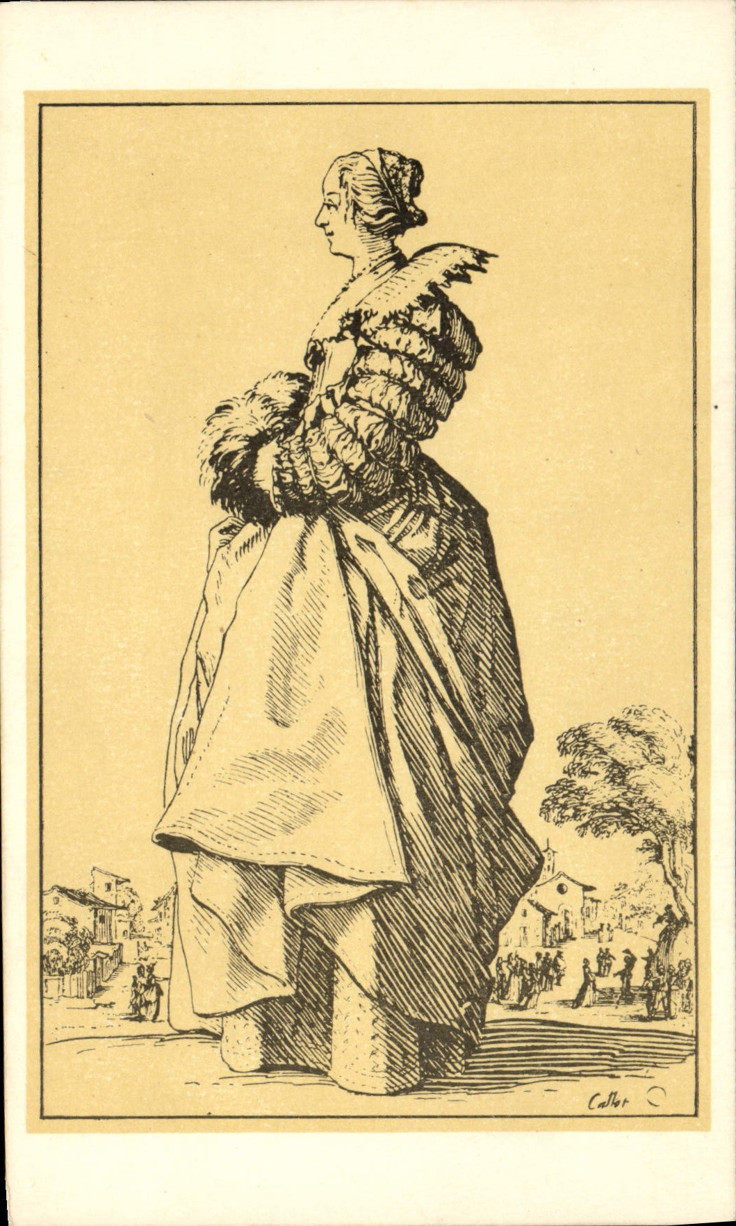 VINTAGE POSTCARD Jacques Stone-block a lady