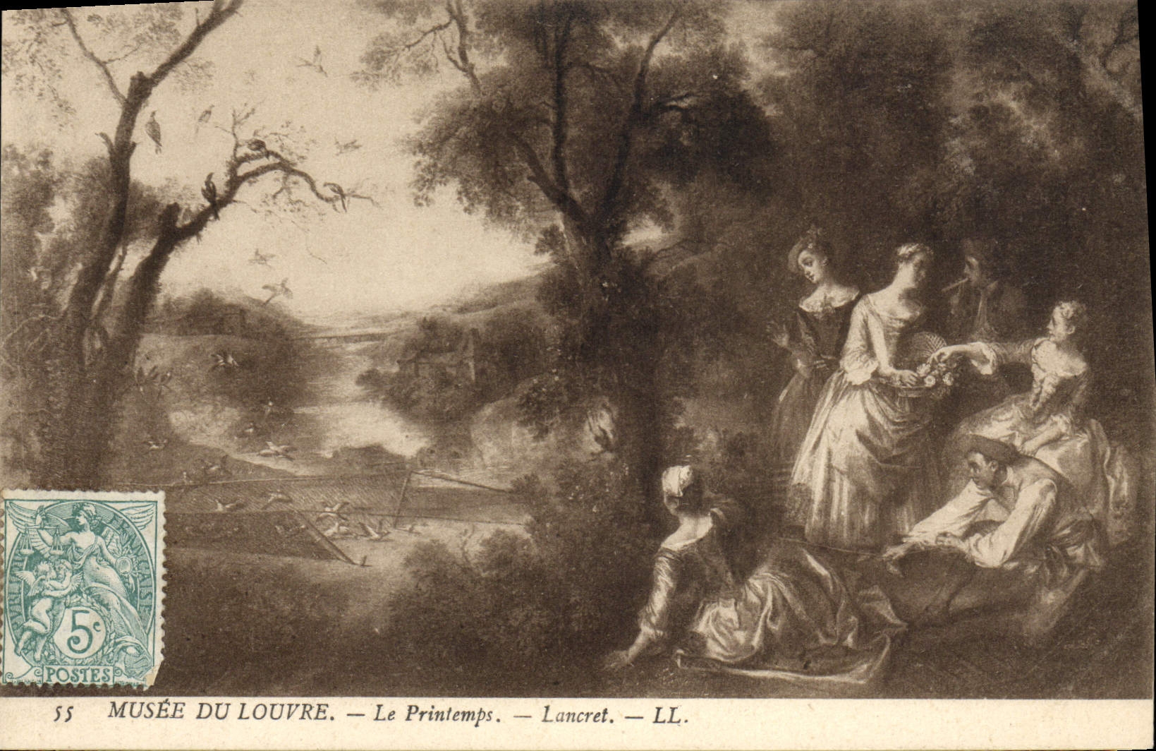 VINTAGE POSTCARD Museum Of Louvre Lancret Spring