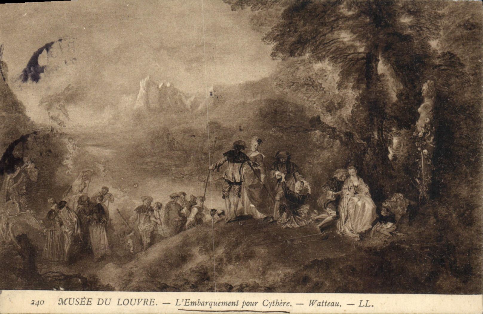 VINTAGE POSTCARD Museum Of Louvre Loading For Cytbere Watteau