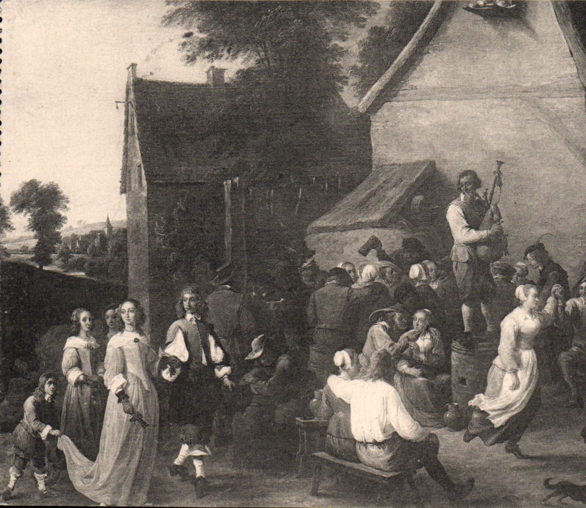 VINTAGE POSTCARD Museum Of Brussels David Teniers the village fair