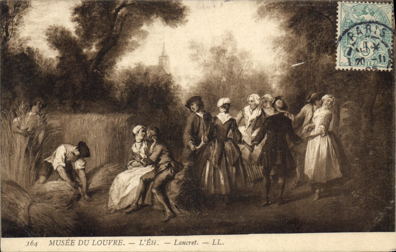 VINTAGE POSTCARD Museum Of Louvre the Summer Lancret