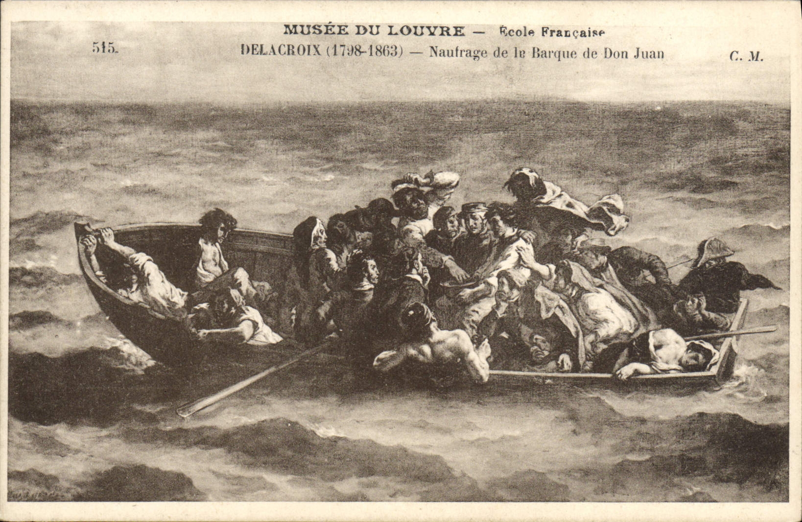 VINTAGE POSTCARD Museum Of Louvre Delacroix Shipwreck of the boat of Don Juan