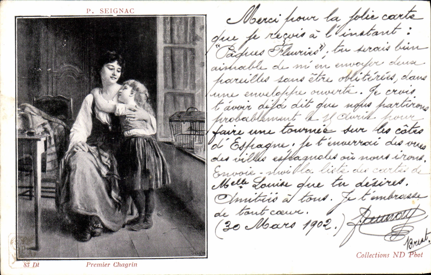 VINTAGE POSTCARD the First Seignac Sorrow