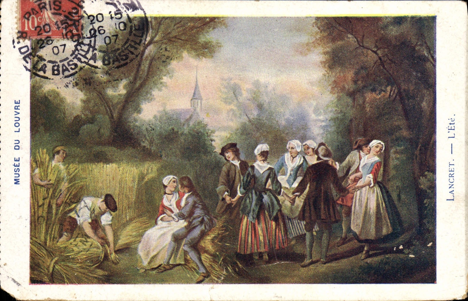 VINTAGE POSTCARD Museum Of Louvre Lancret the summer