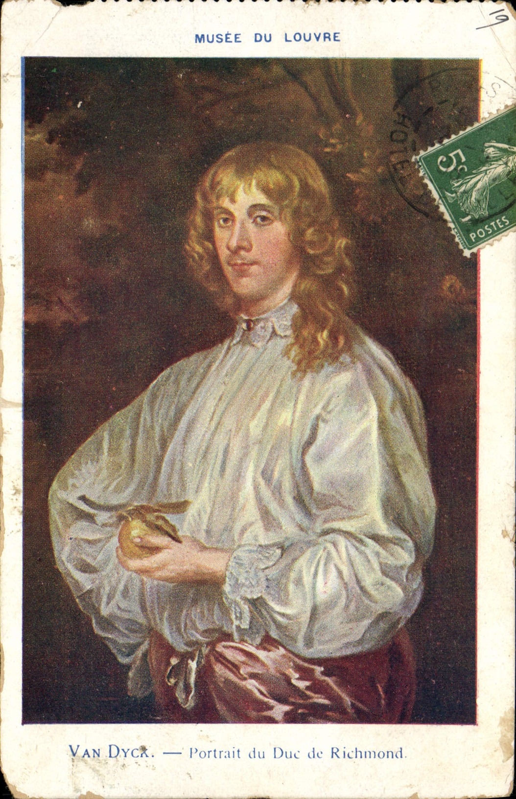 VINTAGE POSTCARD Museum Of Louvre Van Dyck Portrait of the duke of Richmond