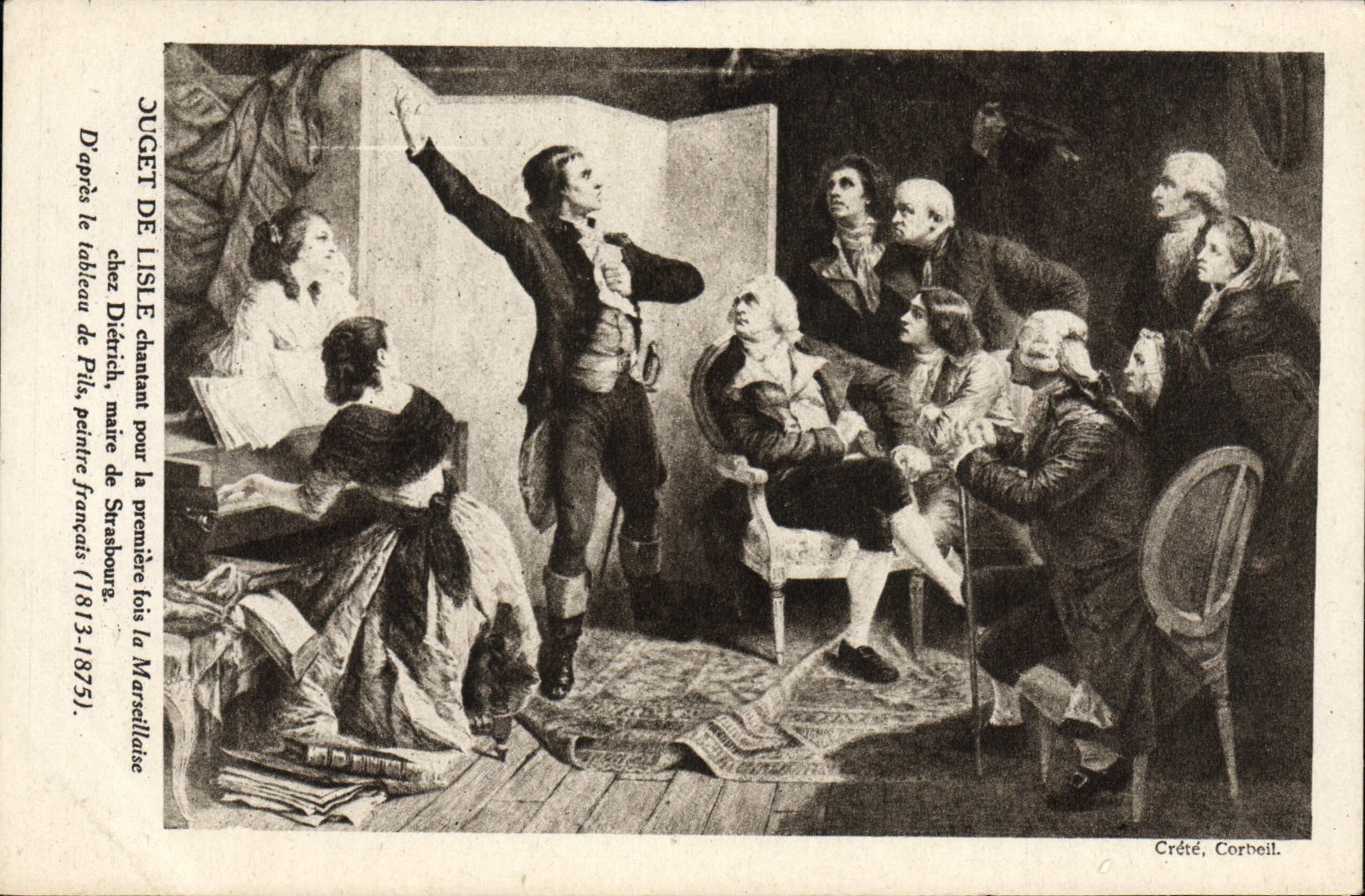 VINTAGE POSTCARD Mullet of Isle singing for the first time the Marseillaise at Dietrich