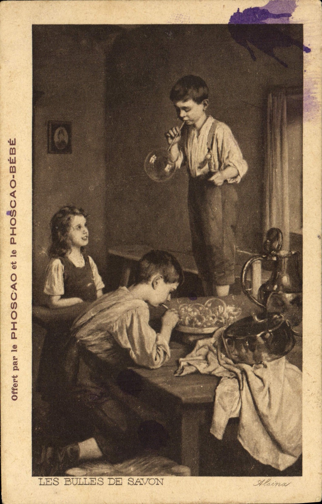 VINTAGE POSTCARD soap bubbles