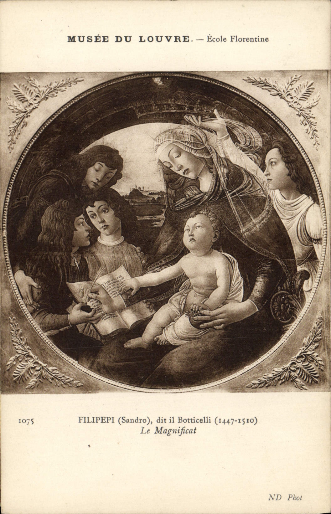 VINTAGE POSTCARD Museum Of Louvre School Florentine Filipepi Botticelli the magnificat