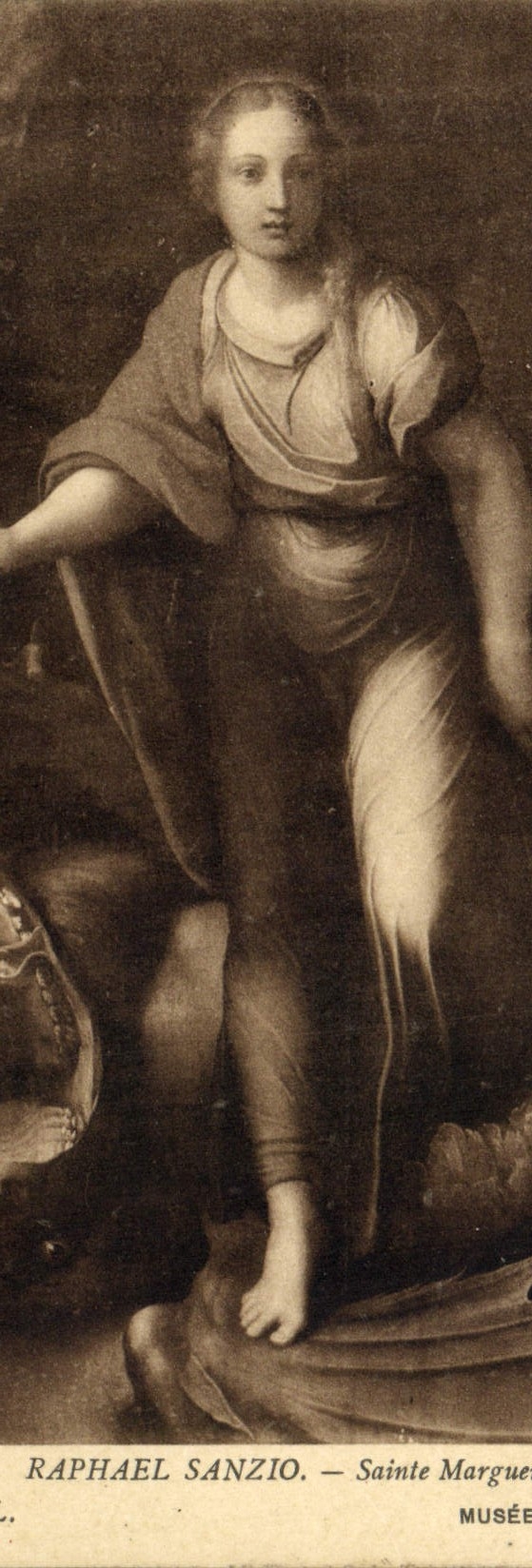 VINTAGE POSTCARD Museum Of Louvre Raphael Sanzio Sainte Marguerite Paris