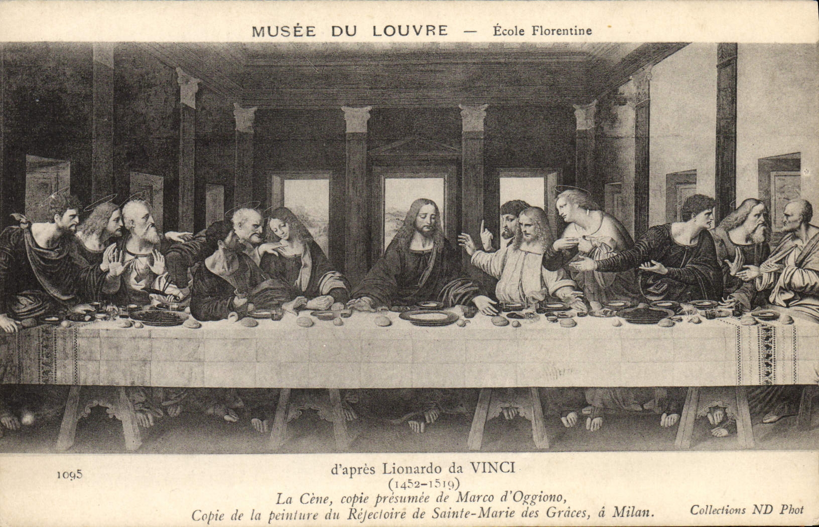 VINTAGE POSTCARD Museum Of Louvre School Florentine Leonard de Vinci Cene