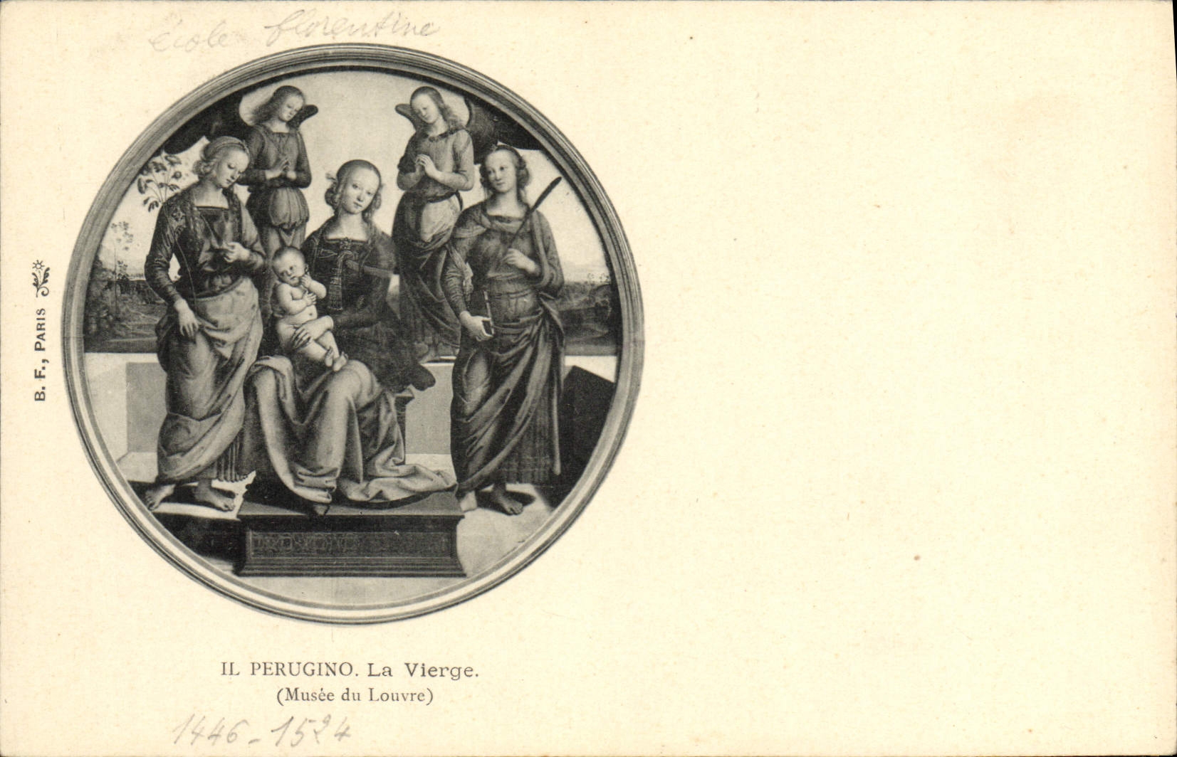 VINTAGE POSTCARD Museum Of Louvre Perugino the Virgin