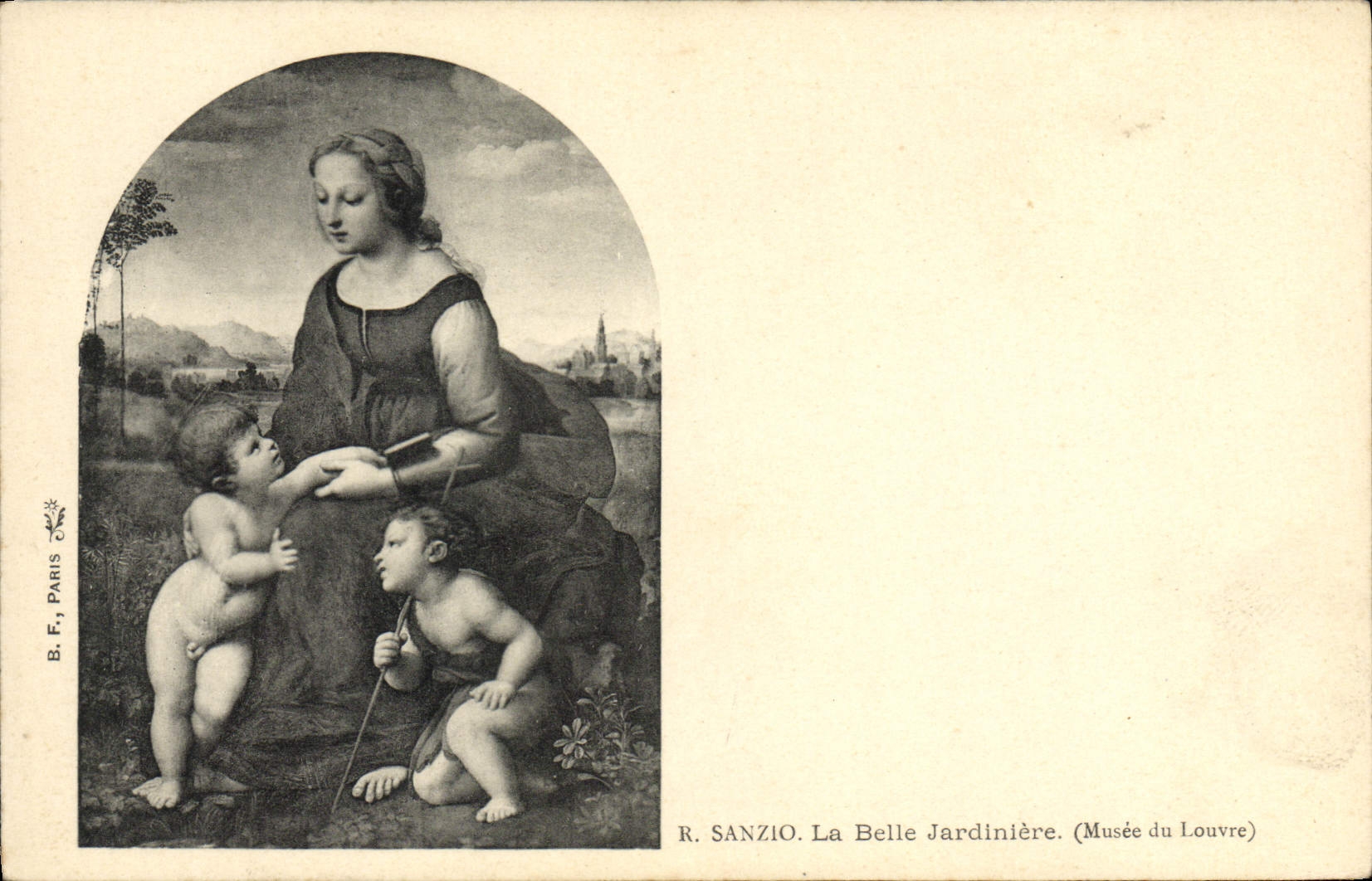 VINTAGE POSTCARD Museum Of Louvre Sanzio the Beautiful Flower stand