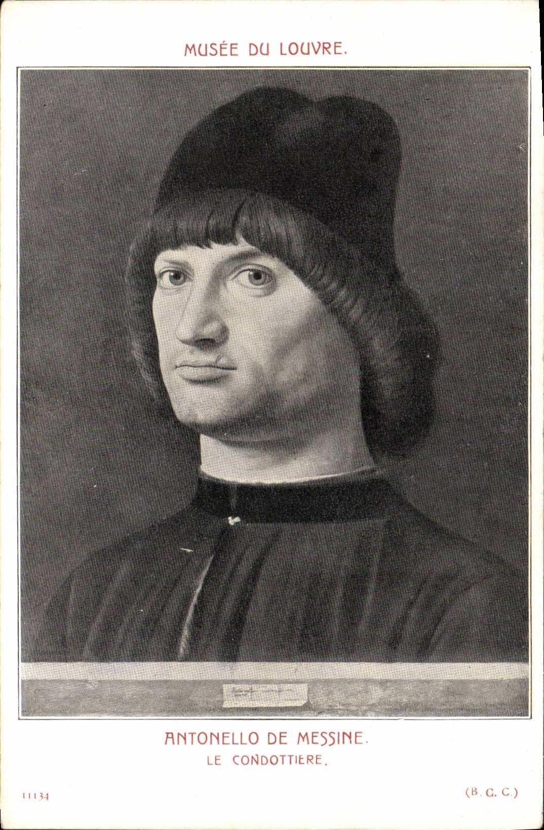 VINTAGE POSTCARD Museum Of Louvre Antonello of Messine the Condottiere