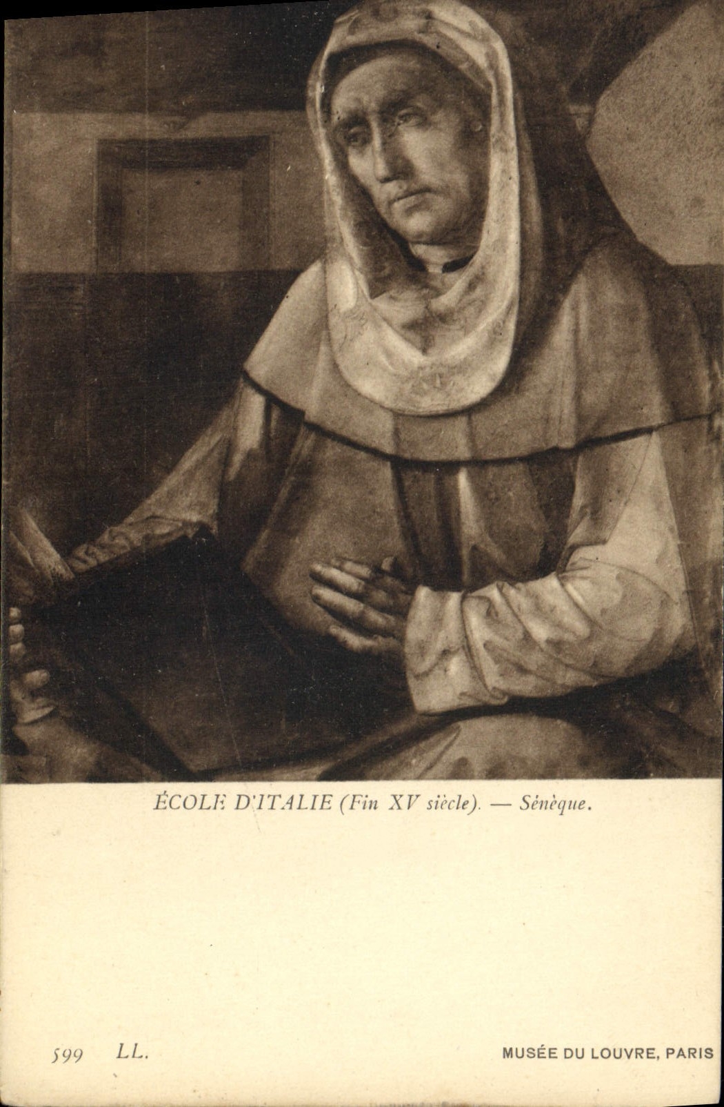 VINTAGE POSTCARD Museum Of Louvre School Of Italy Seneque