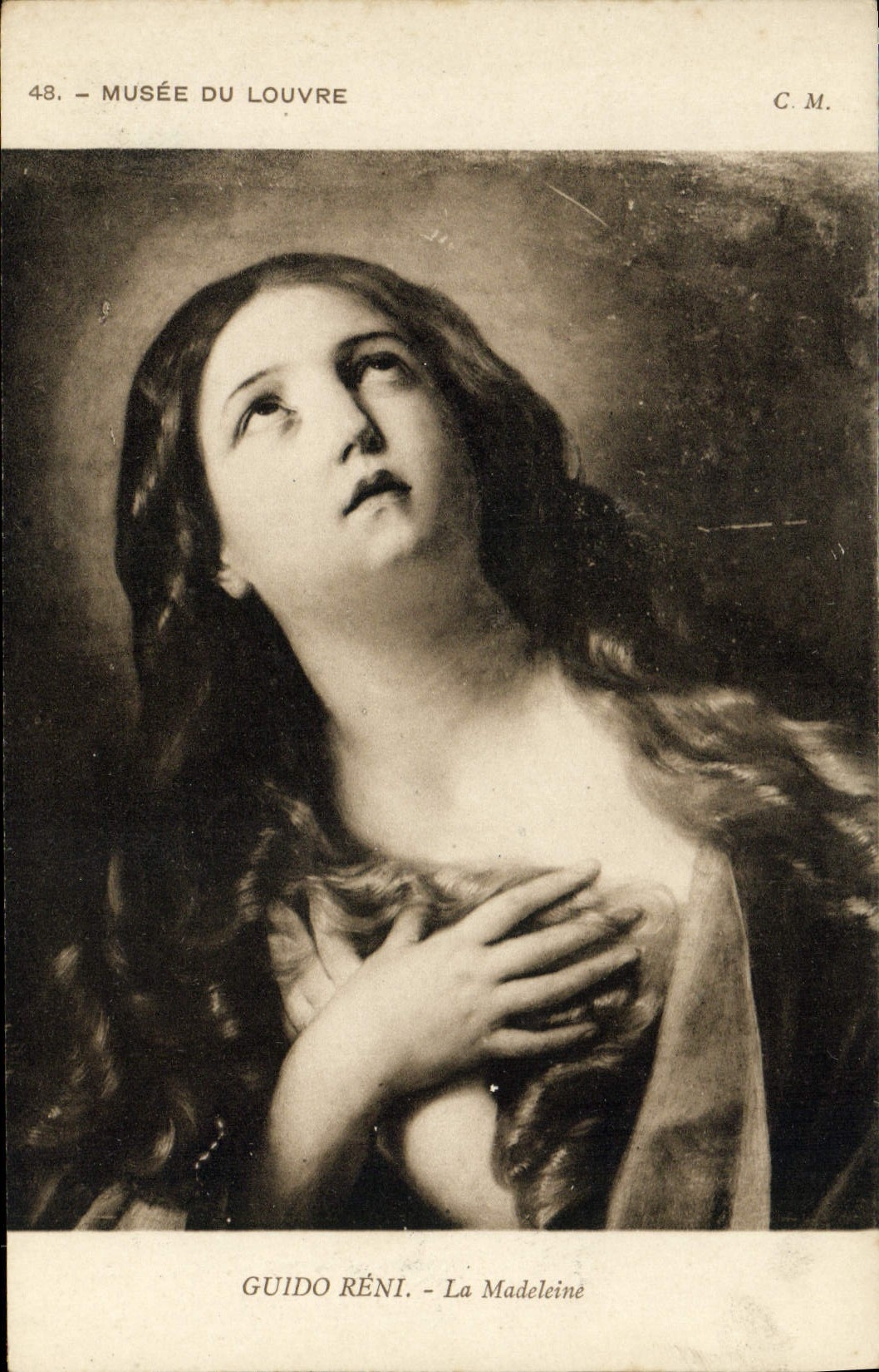 VINTAGE POSTCARD Museum Of Louvre Guido Reni the Madeleine
