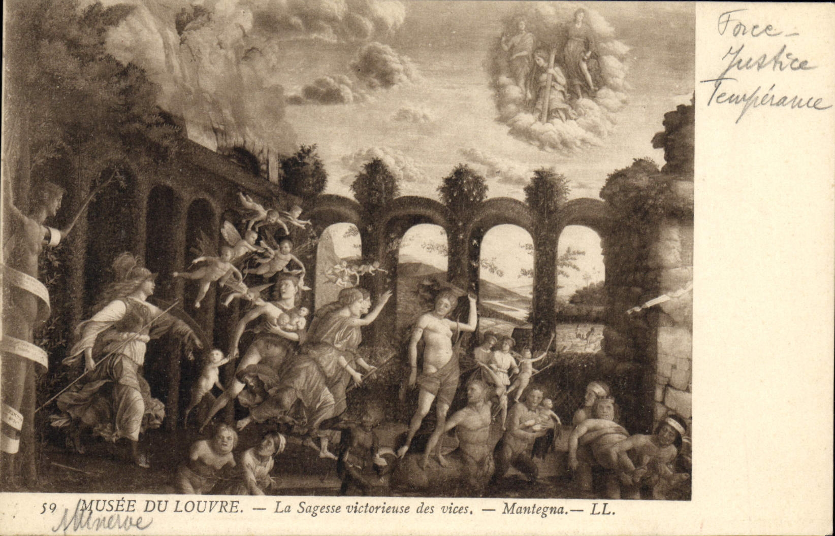 VINTAGE POSTCARD Museum Of Louvre the Victorious Wisdom of the Defects montagna