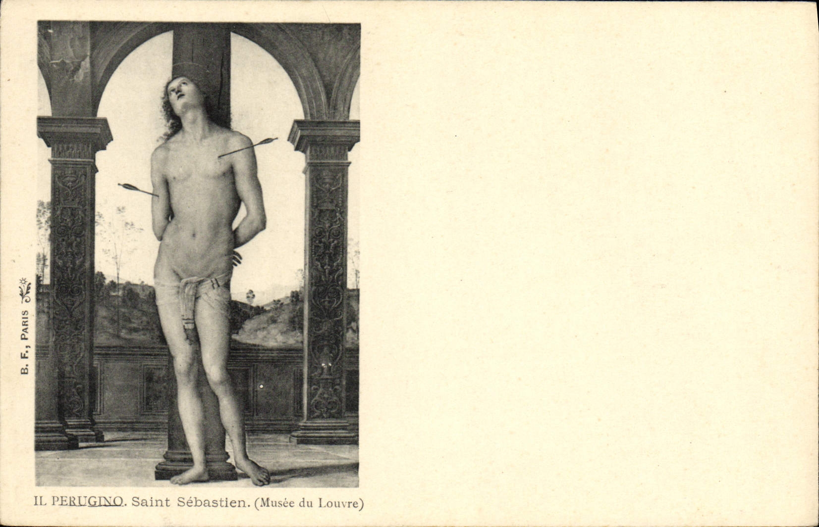 VINTAGE POSTCARD Museum Of Louvre It Holy Perugino Sebastien