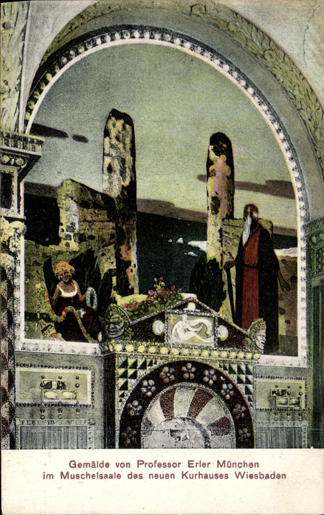 VINTAGE POSTCARD Gemalde von Professor Erler Munchen Wiesbaden