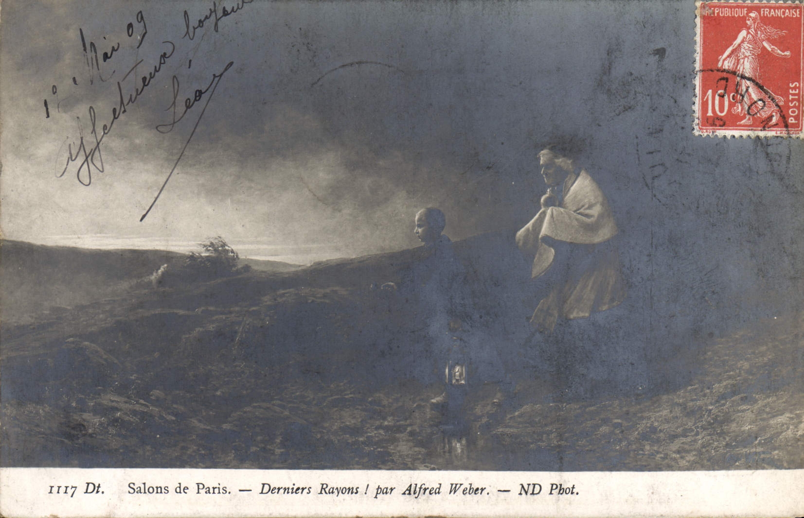 VINTAGE POSTCARD Living rooms of Paris Last Rays Alfred Weber