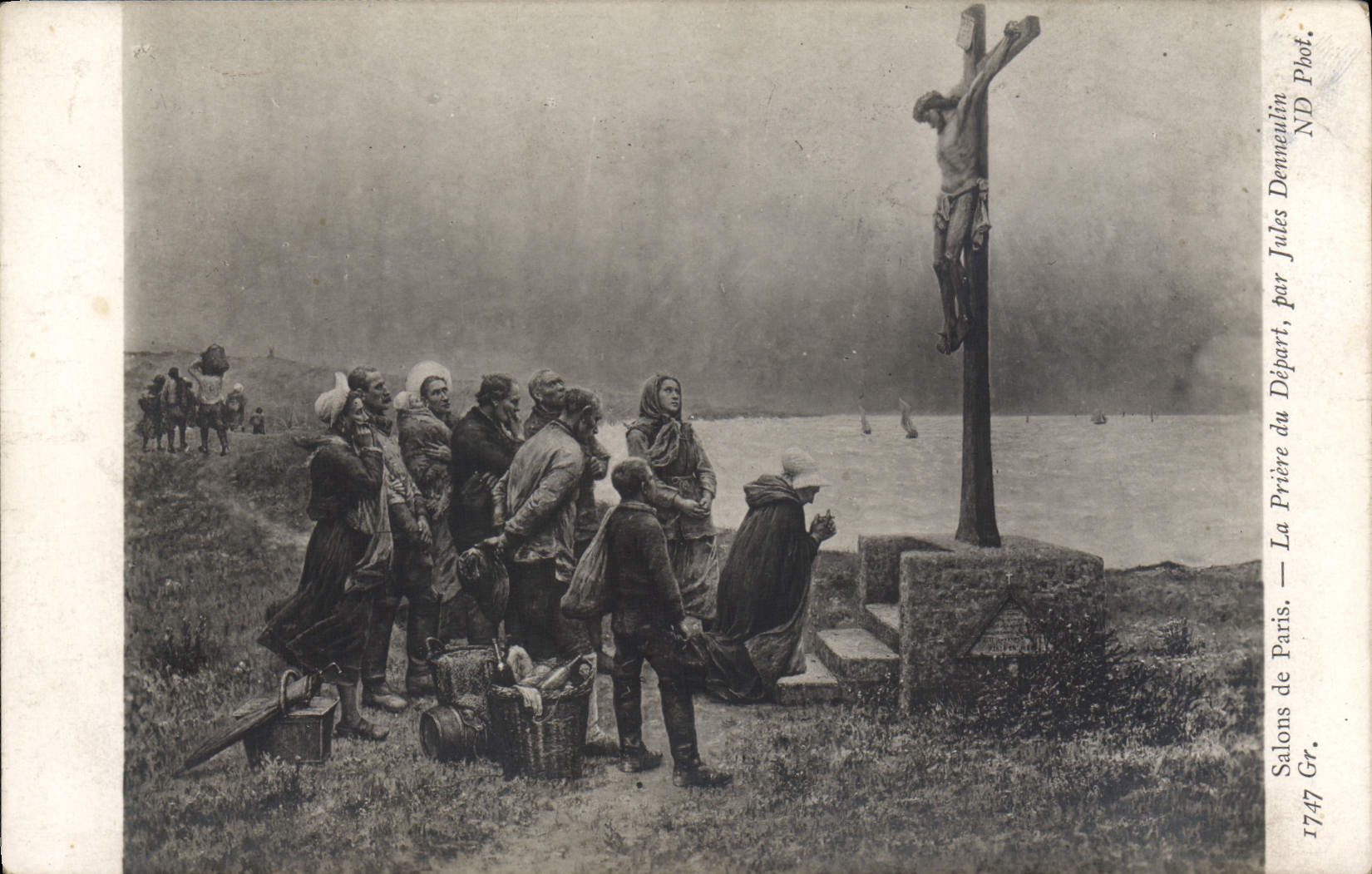 VINTAGE POSTCARD Living rooms of Paris the Prayer of the Departure By Jules Denneulin