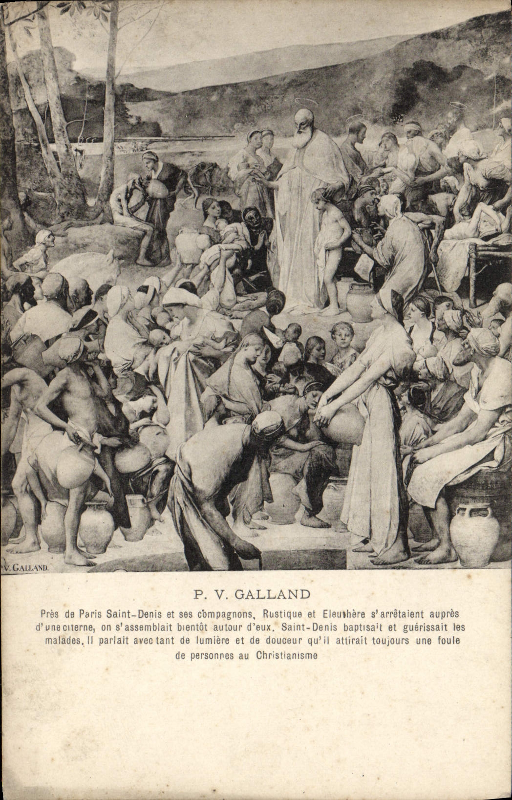 VINTAGE POSTCARD Holy Galland Denis and his companions