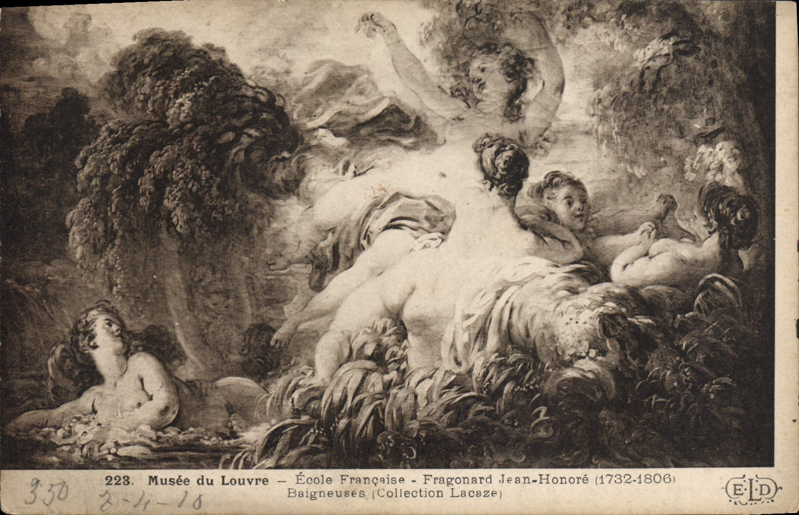 VINTAGE POSTCARD Museum Of Louvre French School Fragonard Bathers