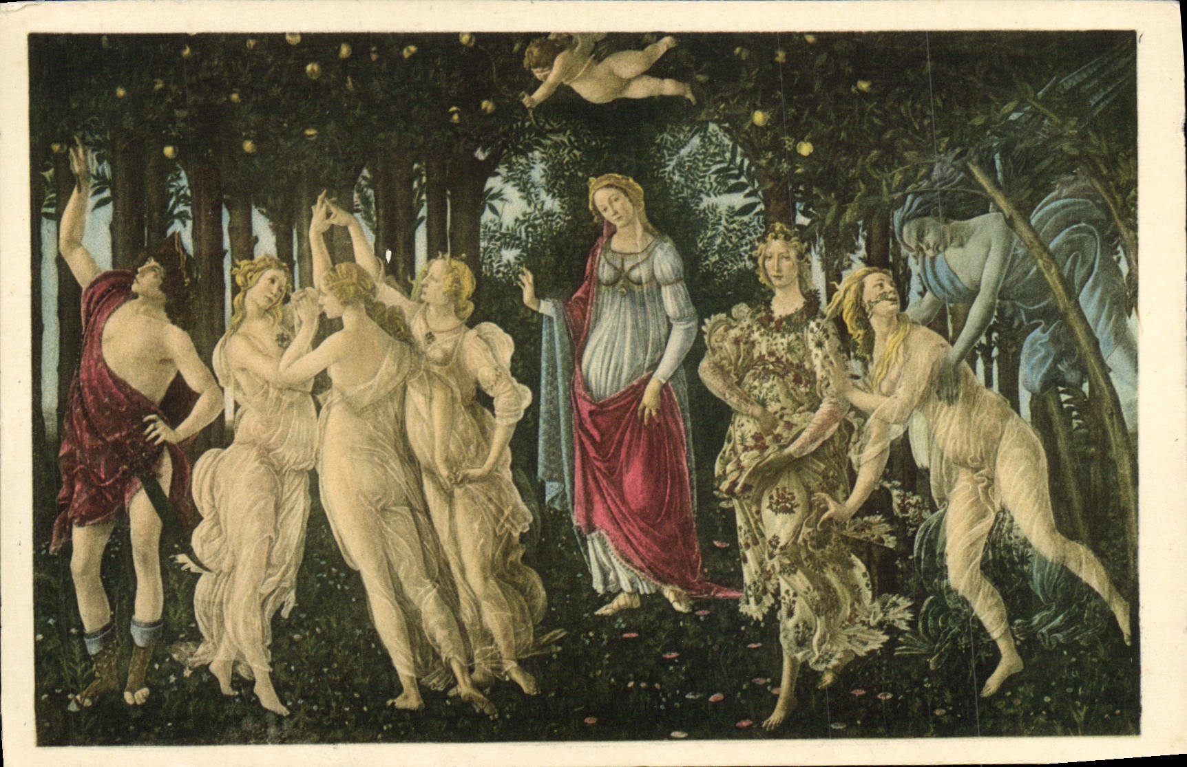 VINTAGE POSTCARD Primavera Botticelli Firenze Galleria Uffizi