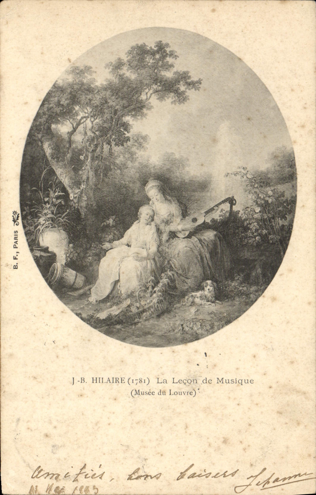 VINTAGE POSTCARD Hilaire the Lesson Of Music Museum of Louvre Paris