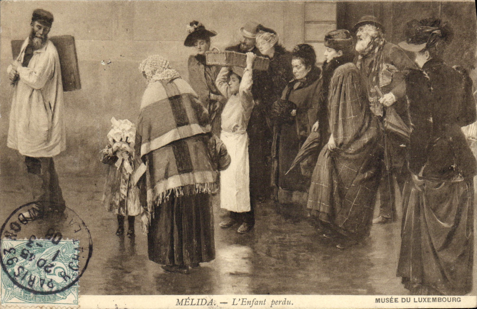 VINTAGE POSTCARD Melida the Child Lost Museum of Luxembourg Paris