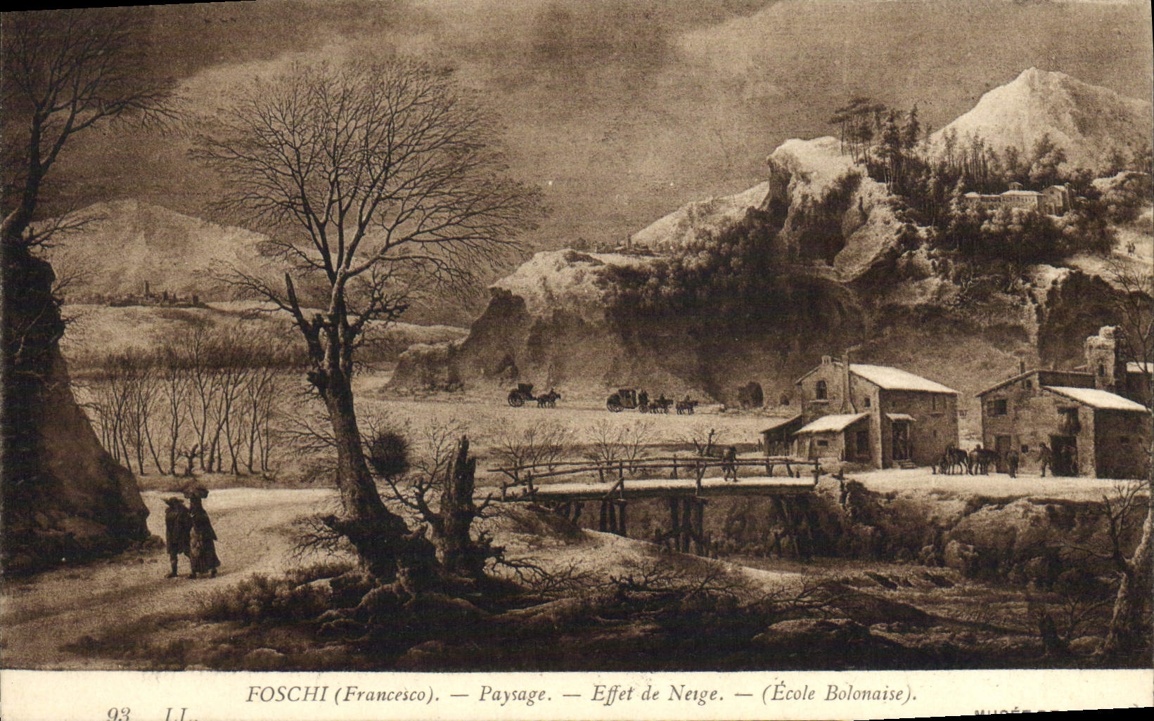 VINTAGE POSTCARD Foschi Landscape Effect of snow Ecolone Bolonaise Museum of Lille