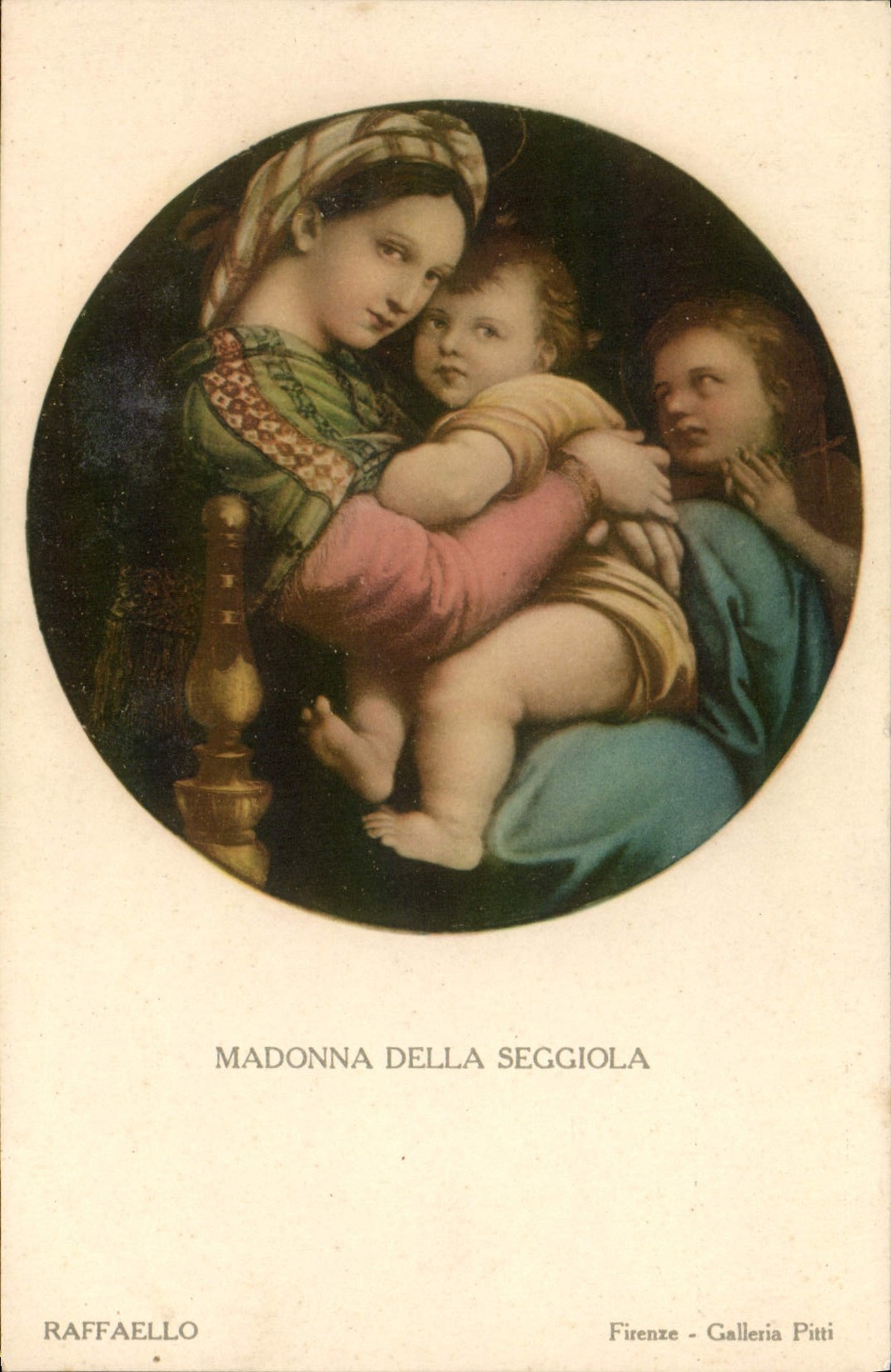VINTAGE POSTCARD Madonna Della Secciola Raffaello Firenze Galleria Pitti