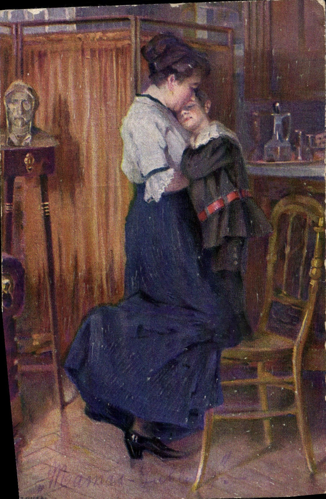 VINTAGE POSTCARD Woman and child