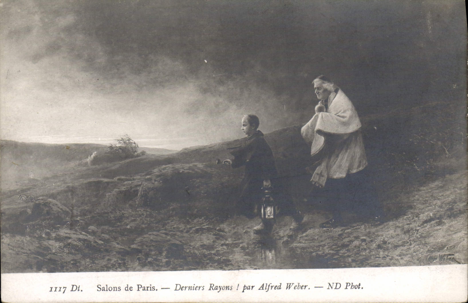 VINTAGE POSTCARD Living room of Paris the Last Rays by Alfred Weber