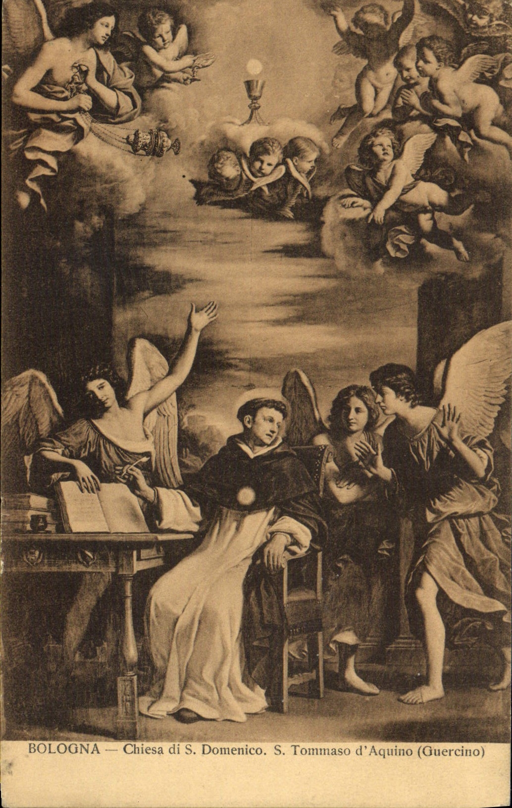 VINTAGE POSTCARD Bologna Shit di S Domenico S Tommaso d' Aquino Guercino