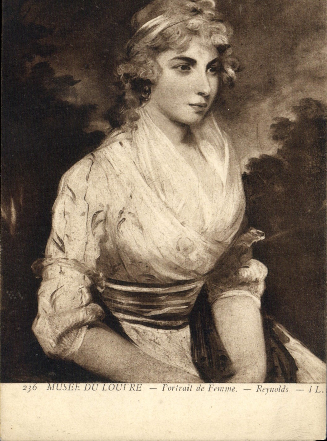 VINTAGE POSTCARD Museum of Louvre Gate of Reynolds Woman