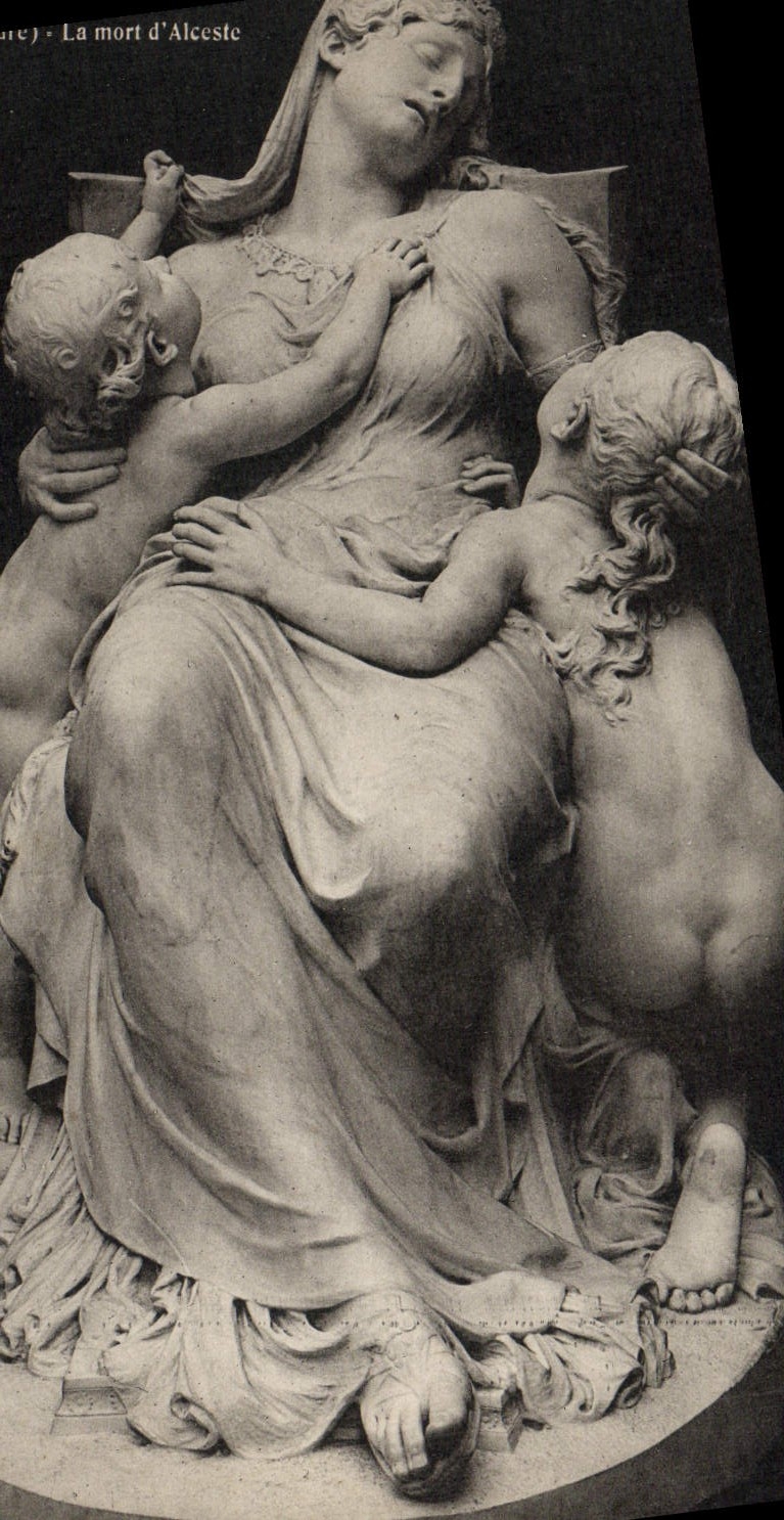 VINTAGE POSTCARD the Death of Alceste Paris Museum of Luxembourg