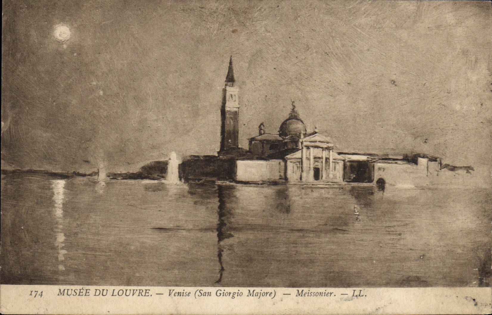 VINTAGE POSTCARD Musee Of Louvre Venice San Giorgio Raises Meissonier