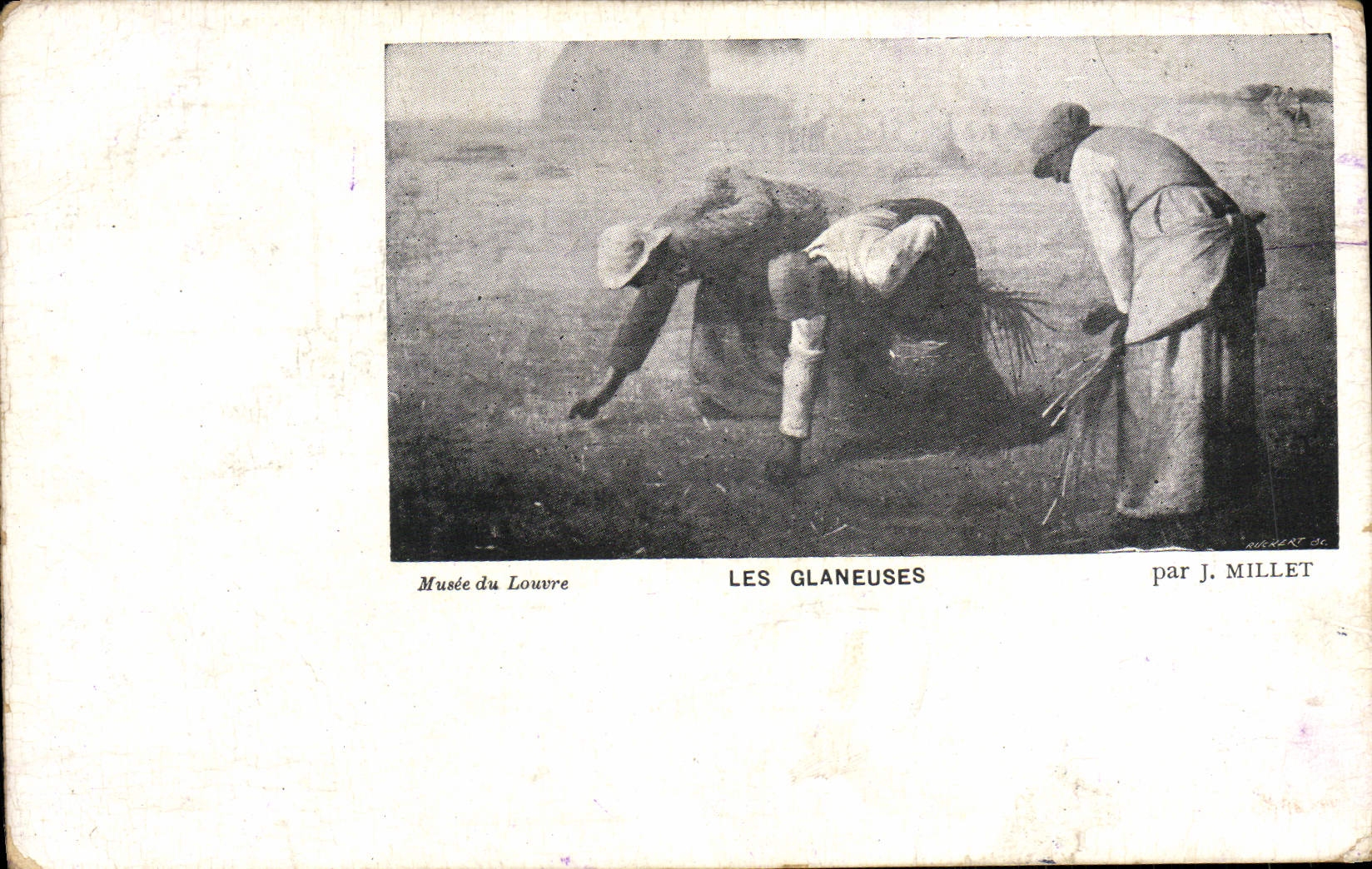 VINTAGE POSTCARD Museum of Louvre Glaneuses Millet
