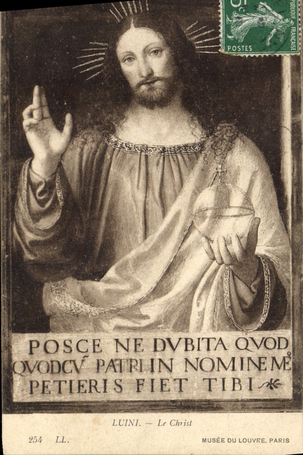 VINTAGE POSTCARD Luini Christ Museum of Louvre Paris