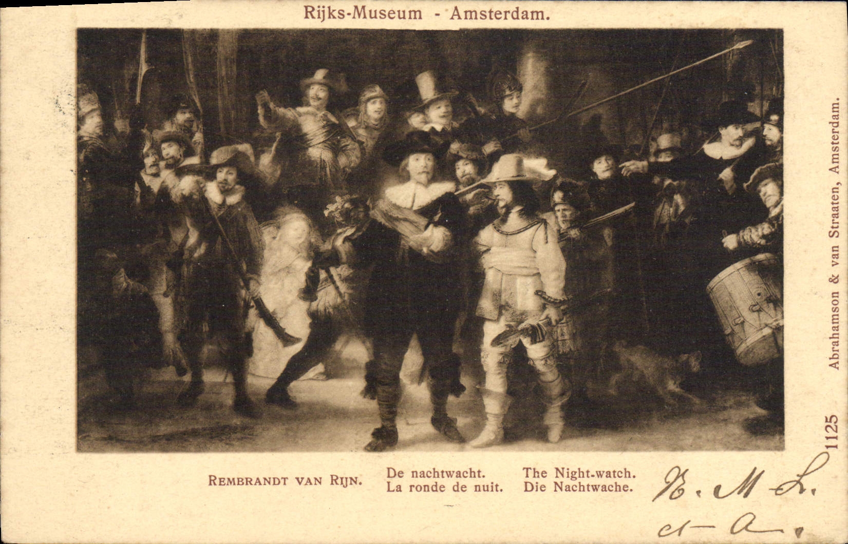 Museo Amsterdam Rembrandt Van Rijn de Rijks de la POSTAL de la VENDIMIA