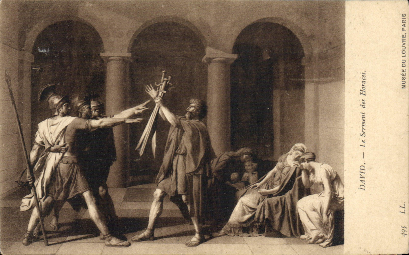 VINTAGE POSTCARD David the Oath of Horaces Museum of Louvre Paris