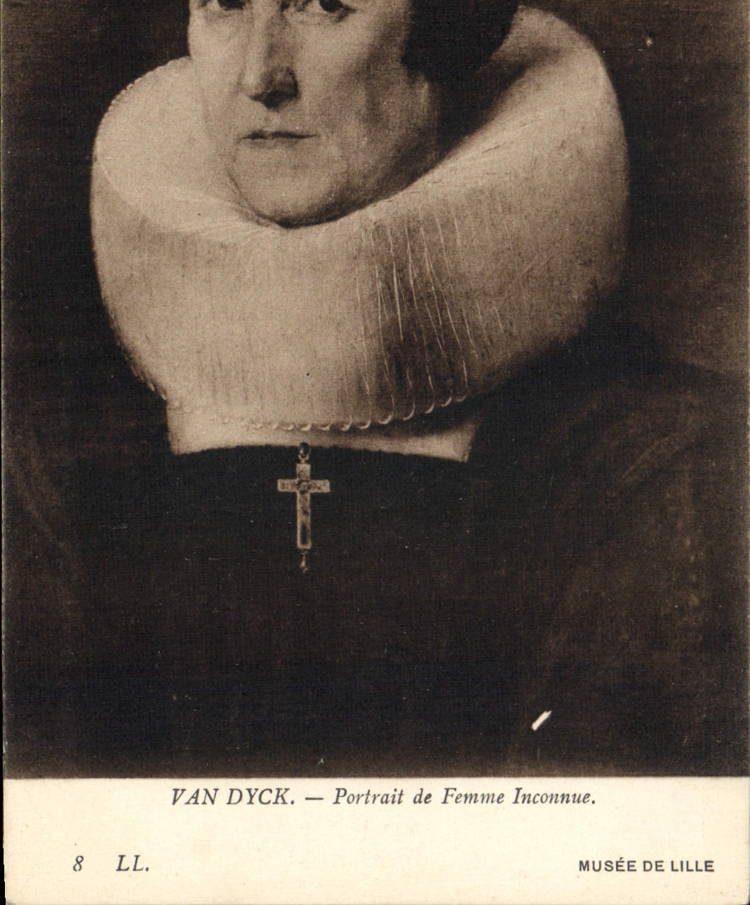VINTAGE POSTCARD Van Dyck Portrait of Unknown Woman Museum of Lille