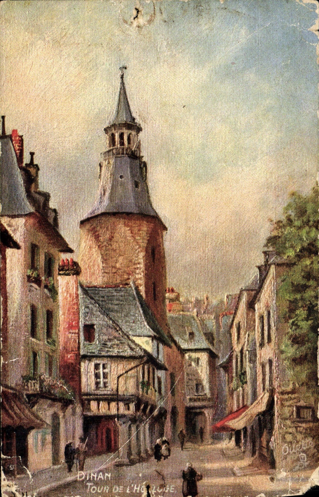 VINTAGE POSTCARD Dinan Turn of the clock