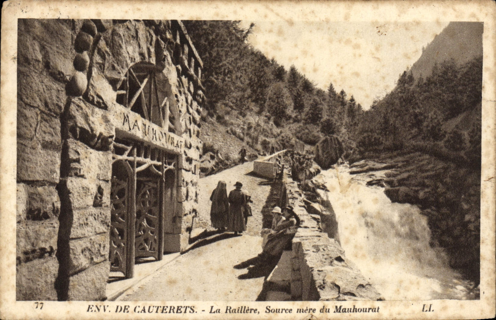 VINTAGE POSTCARD Env de Cauterets Raillere mother source of Mauhourat
