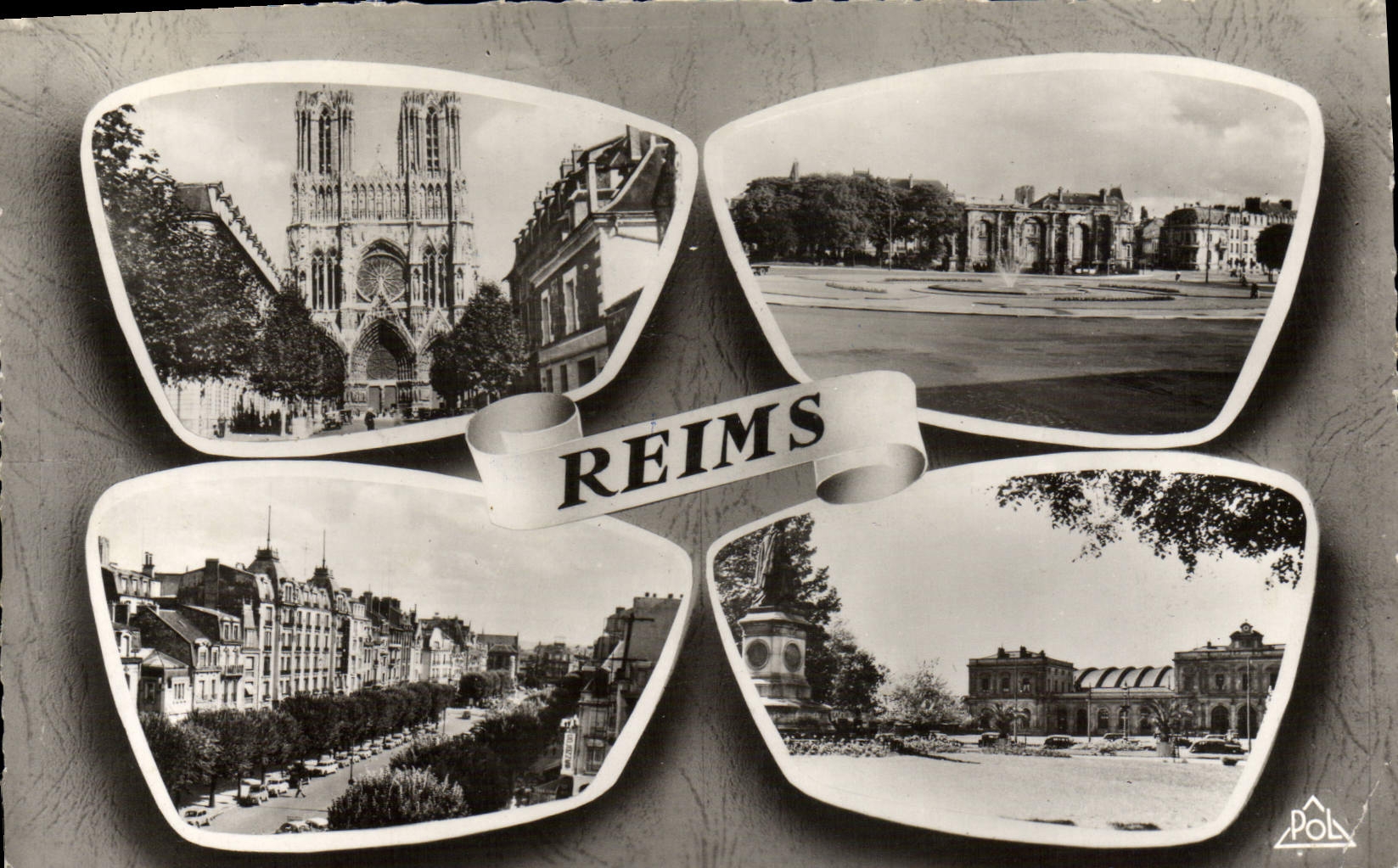 CPM Reims Place de la Republique et porte de Mars Rue J D Rockefeller et la Cathedrale