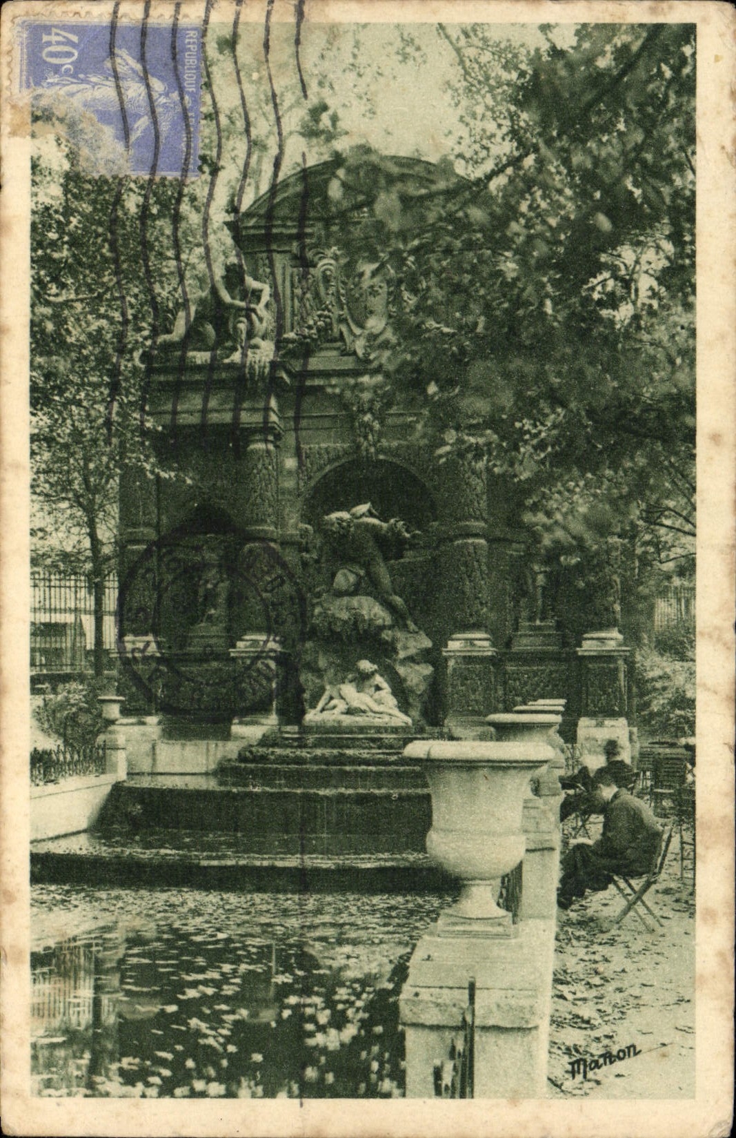 VINTAGE POSTCARD Paris Medicis Fountain
