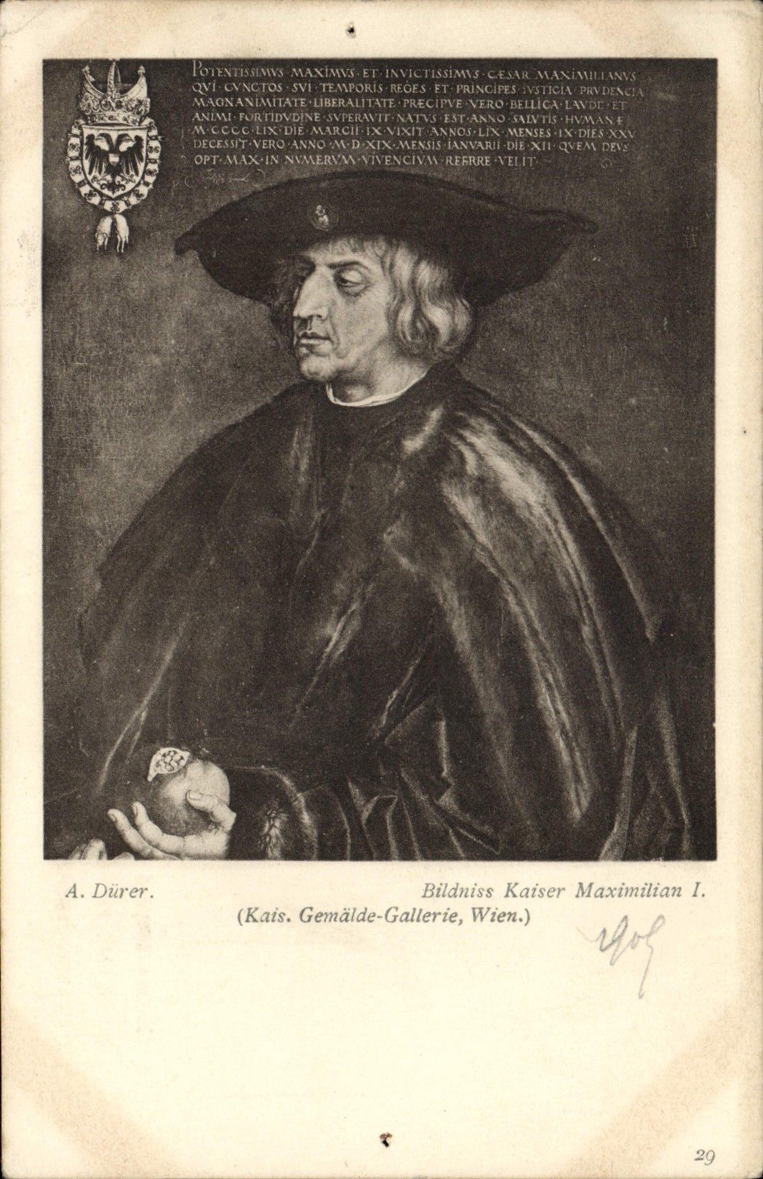 VINTAGE POSTCARD B Denner Bildniss Kaiser Maximillan L