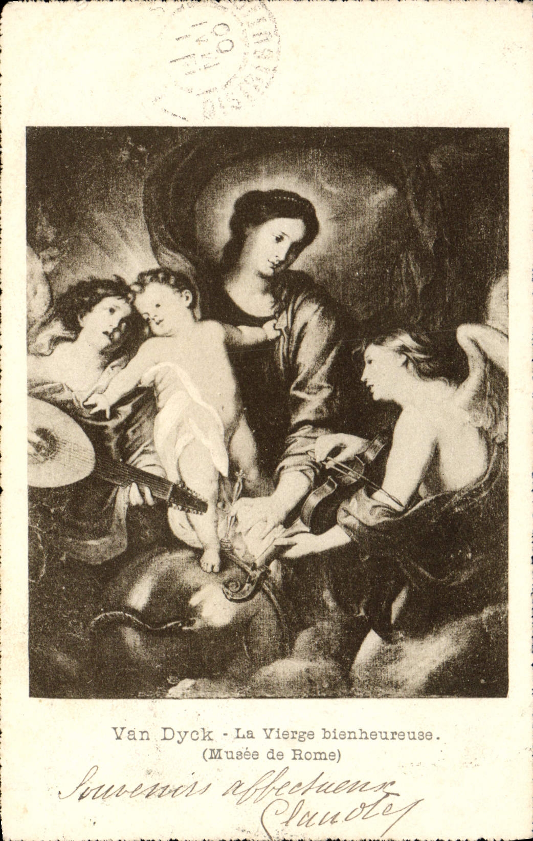 VINTAGE POSTCARD Van Dyck the Happy Virgin Museum of Rome