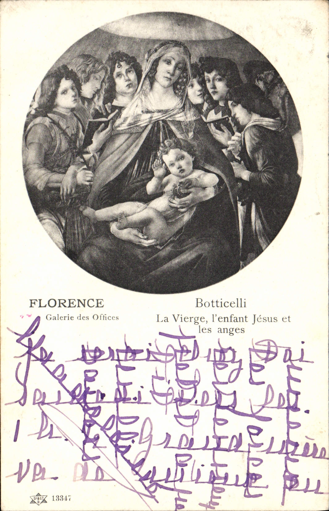 VINTAGE POSTCARD Florence Botticelli the Virgin the Jesus Child and angels