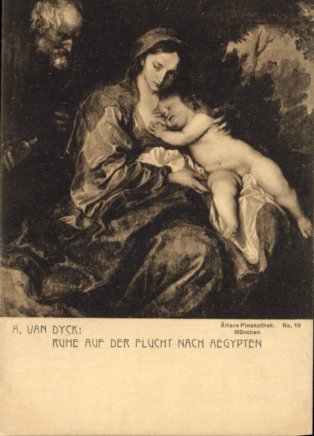 VINTAGE POSTCARD Ruhe Auf Der Flucht Nach Aegypten Van Dyck Egypt